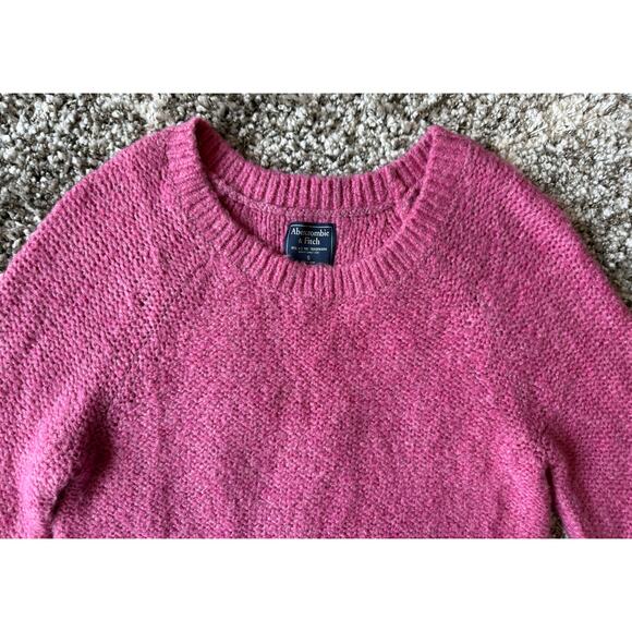 Abercrombie & Fitch Pink Wool Blend Knit Balloon Sleeve Crewneck Sweater Small - Picture 5 of 13